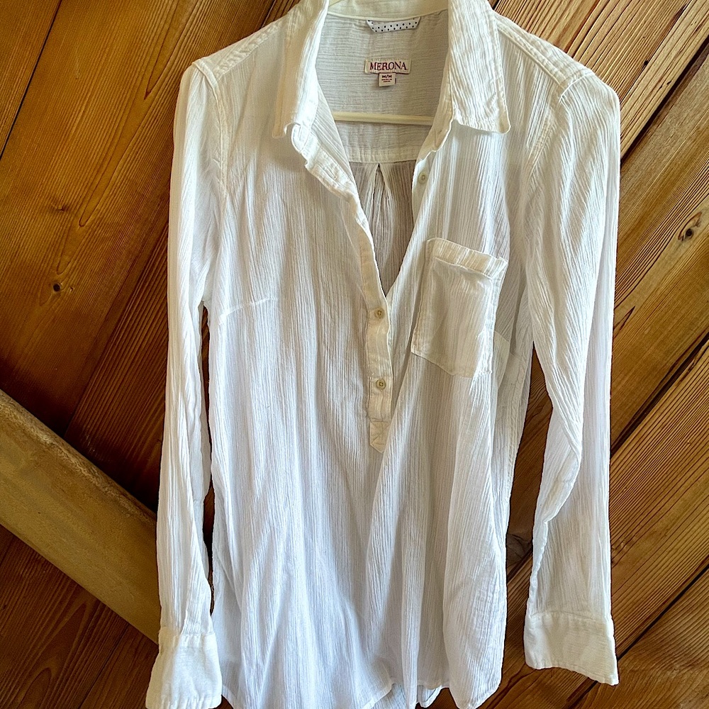 Long sleeve white beach cover up